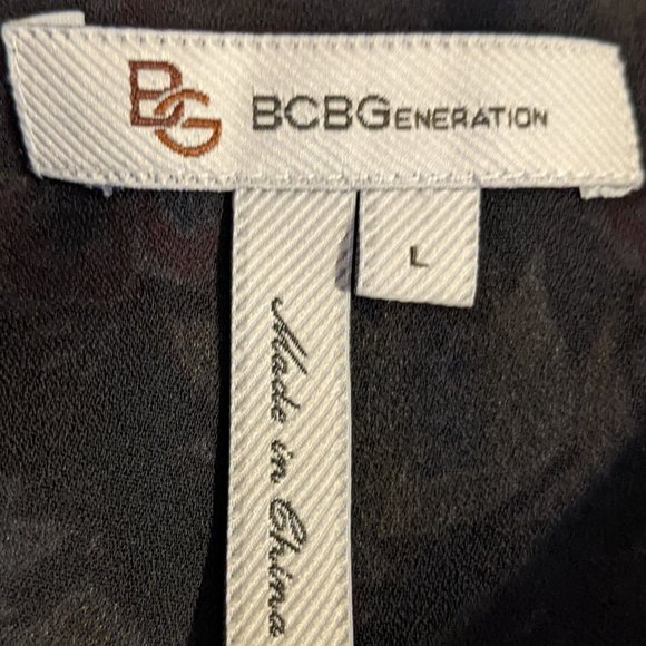 BCBGeneration Multi-Color 3/4 Sleeve Tie Waist Floral Boho Hi-Lo Dress - size L - Picture 7 of 8